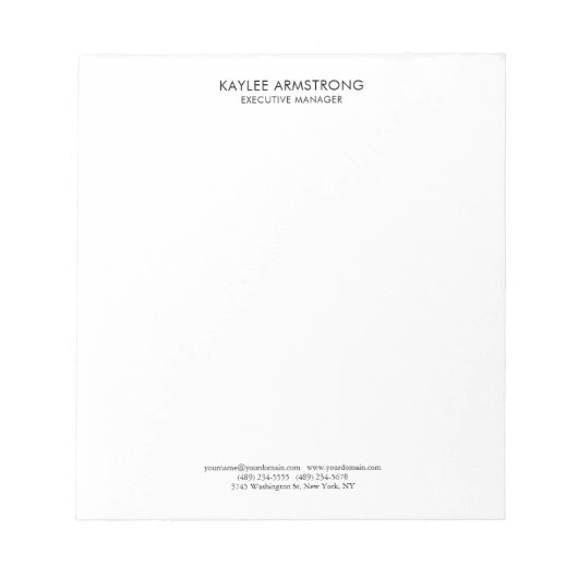 Bloc-note Moderne Simple Élégant Blanc Professionnel (Devant)
