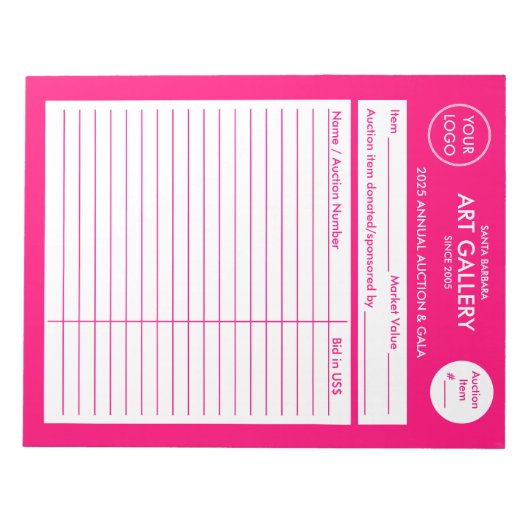 Bloc-note Moderne simple Magenta Ajouter un logo | Feuilles (Devant)