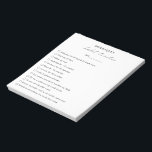 Bloc-note Moderne Simple Noir Blanc Élégant Tracker Habit<br><div class="desc">Bloc-notes moderne en noir et blanc avec une disposition simple avec "habit tracker" dans une calligraphie élégante et chic avec votre nom,  une ligne pour la date et une liste de contrôle personnalisée avec les habitudes que vous voulez suivre.</div>
