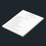 Bloc-note Moderne Simple Noir Blanc Élégant Tracker Habit<br><div class="desc">Bloc-notes moderne en noir et blanc avec une disposition simple avec "habit tracker" dans une calligraphie élégante et chic avec votre nom,  une ligne pour la date et une liste de contrôle personnalisée avec les habitudes que vous voulez suivre.</div>