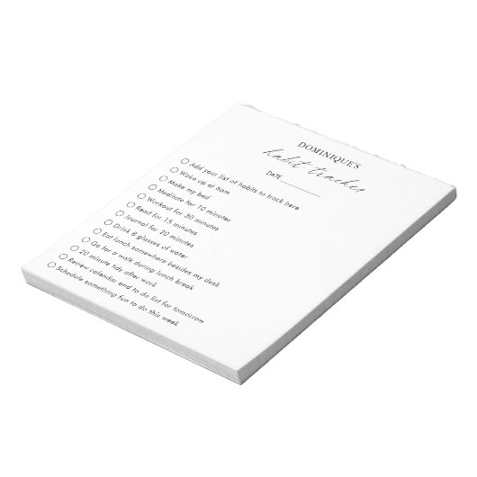Bloc-note Moderne Simple Noir Blanc Élégant Tracker Habit (Tourné)
