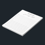 Bloc-note Moderne simple noir et blanc Élégant liste d'épice<br><div class="desc">Bloc-notes moderne en noir et blanc avec une disposition simple avec "liste d'épicerie" dans une calligraphie élégante et chic avec votre nom et une liste de contrôle.</div>