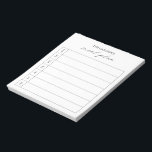 Bloc-note Moderne Simple Noir et Blanc Élégant Planificateur<br><div class="desc">Le bloc-notes moderne pour la planification des repas en noir et blanc présente un agencement simple avec "plan de repas" dans une calligraphie élégante et chic avec votre nom et un modèle pour que vous écriviez dans votre menu hebdomadaire.</div>