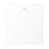 Bloc-note Moderne simple Pastel Gris Monogramme initial (Devant)