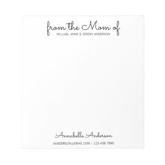 Bloc-note Moderne Simple Script de base de la mère maman (Devant)