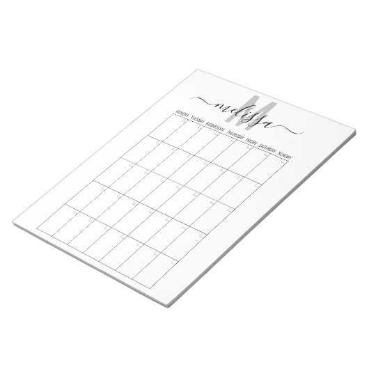 Bloc-note Mois vierge Monogramme Planification Calendrier Pl (Incliné)