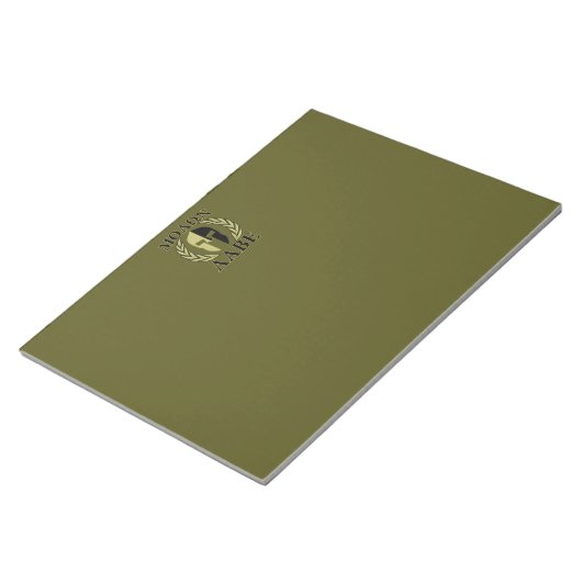 Bloc-note Molon Labe Casque spartiate Laurels Vert olive (Incliné)
