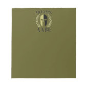 Bloc-note Molon Labe Casque spartiate Laurels Vert olive (Devant)