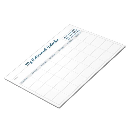 Bloc-note Mon calendrier de retraite - Vide Daté samedi (Incliné)