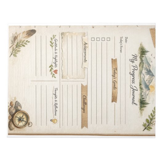 Bloc-note Mon Journal de Progrès Imprimable | Réflexion Quot (Devant)