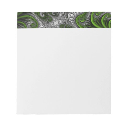 Bloc-note Monde Fantastique Art Fractal Abstrait Vert Et Gri (Devant)