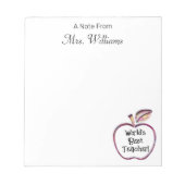 Bloc-note Mondes Meilleur Enseignant Rouge Pomme, Appréciati (Devant)