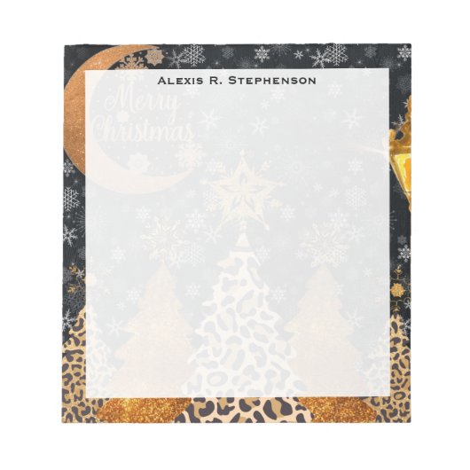 Bloc-note Monogram A Un Noël Glamour Sauvage Léopard (Devant)