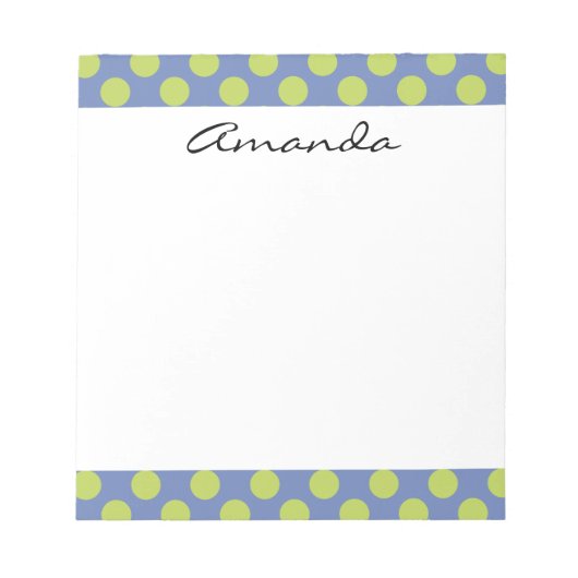 Bloc-note Monogram Blue Green Cute Chic Polka Dot Motif (Devant)