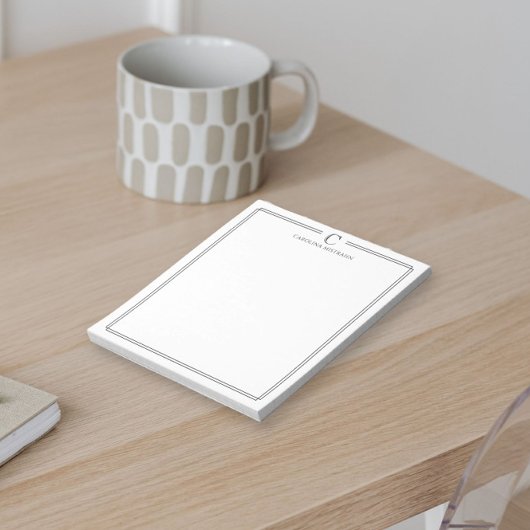 Bloc-note Monogram Elegant Black & White Border Stationery