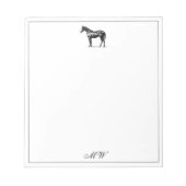 Bloc-note Monogram Elegant Horse Equestrian Custom Initials (Devant)