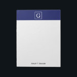 Bloc-note Monogram initial de la Navy Blue White Framed<br><div class="desc">Monogramme initial encadré bleu marine et blanc Un arrière - plan solide élégant avec une zone encadrée blanche pour votre monogramme, nom ou autre texte. Vous pouvez également modifier la police de texte, modifier la taille et la couleur de la police, déplacer le texte, etc. Si vous voulez ce design...</div>