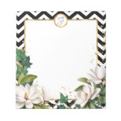 Bloc-note Monogram Magnolia Ivy and Gold with Chevron (Devant)