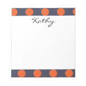 Bloc-note Monogram Marine Blue Orange Chic Polka Motif (Devant)