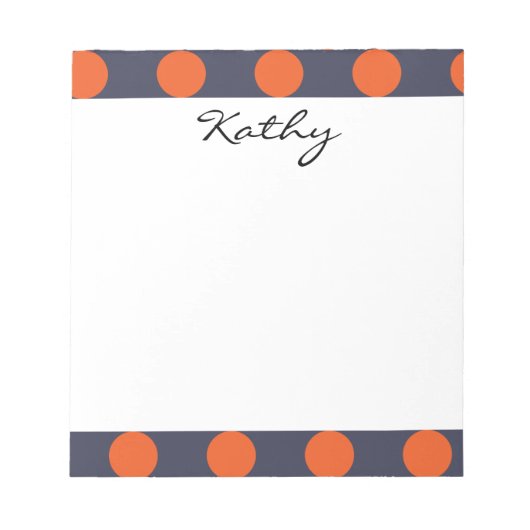 Bloc-note Monogram Marine Blue Orange Chic Polka Motif (Devant)