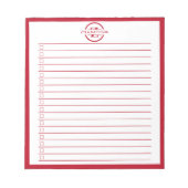 Bloc-note Monogram Minimalist Red Name To Do List (Devant)