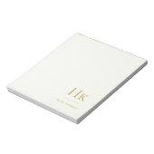 Bloc-note Monogram Modern Minimal Ivory Gold Monogrammed (Tourné)