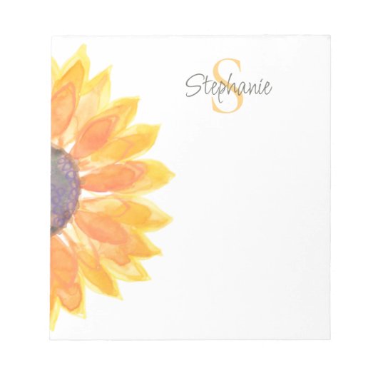 Bloc-note Monogram Name Sunflower (Devant)