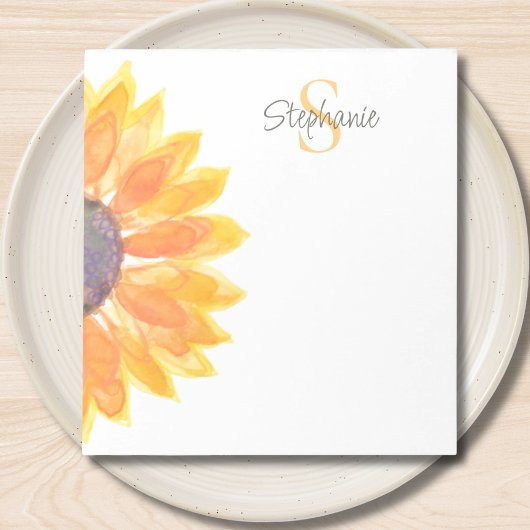 Bloc-note Monogram Name Sunflower