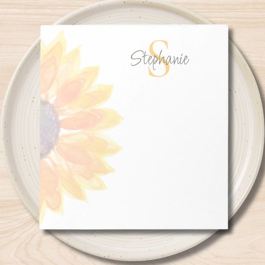 Bloc-note Monogram Name Sunflower