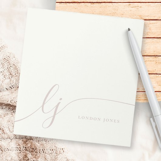 Bloc-note Monogram Pink Modern Minimal Feminine Rose Ivory