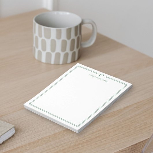 Bloc-note Monogram Professional Dark Green Border Stationery