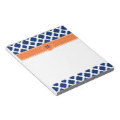 Bloc-note Monogram Royal Blue Quatrefoil Motif avec orange (Incliné)