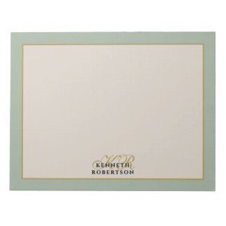 Bloc-note  Monogram Sage Green Beige Gold Minimalist Men 