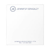 Bloc-note Monogram Stylish Personalized Name Navy Blue (Devant)