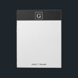 Bloc-note Monograme de Black White Framed Initial<br><div class="desc">Noir Blanc encadré Monogramme initial Un arrière - plan élégant noir solide avec une zone encadrée blanche pour votre monogramme, nom ou autre texte. Vous pouvez également modifier la police de texte, modifier la taille et la couleur de la police, déplacer le texte, etc. Si vous voulez ce design dans...</div>