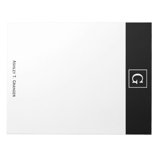 Bloc-note Monograme de Black White Framed Initial (Devant)