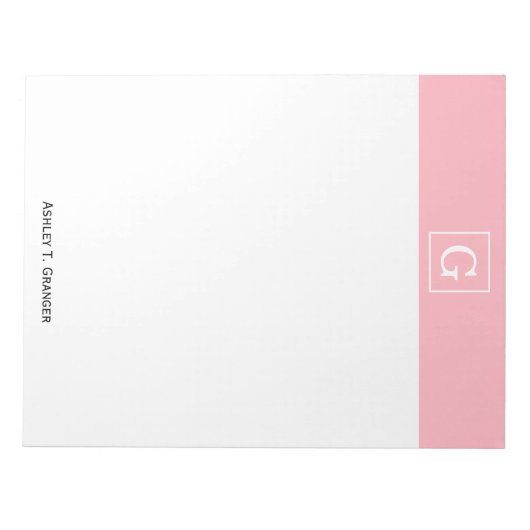 Bloc-note Monograme de Pink White Framed Initial (Devant)