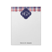 Bloc-note Monograme de Red White Blue Preppy Madras (Tourné)