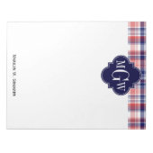 Bloc-note Monograme de Red White Blue Preppy Madras (Devant)