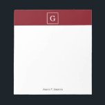 Bloc-note Monograme initial de Burgundy White Framed<br><div class="desc">Monogramme initial encadré en Bourgogne et blanc Un arrière - plan en Bourgogne élégant avec un cadre blanc pour votre monogramme, nom ou autre texte. Vous pouvez également modifier la police de texte, modifier la taille et la couleur de la police, déplacer le texte, etc. Si vous voulez ce design...</div>