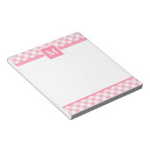 Bloc-note Monogramme à carreaux gingham rose bébé (Incliné)