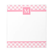 Bloc-note Monogramme à carreaux gingham rose bébé (Devant)