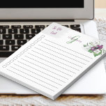 Bloc-note Monogramme à faire Liste d'aquarelle violet Floral<br><div class="desc">Personnalisez ce joli bloc-notes avec votre monogramme. Le modèle est configuré pour que vous puissiez ajouter votre nom et votre initiale (mais vous pouvez laisser l'une ou l'autre section vide si vous préférez juste avoir l'une ou l'autre). Cette aquarelle féminine design floral a de jolies fleurs violettes et blanches avec...</div>
