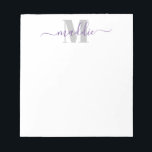 Bloc-note Monogramme à la mode, violet et gris<br><div class="desc">Ce bloc-notes amusant est doté d'un monogramme et d'un texte. Personnalisez en utilisant le formulaire modèle. Choisissez "customiser plus loin" pour le menu d'édition avancée.</div>