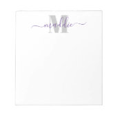 Bloc-note Monogramme à la mode, violet et gris (Devant)