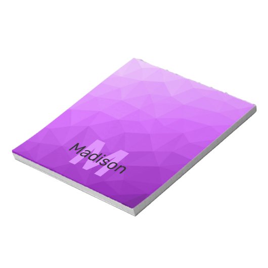 Bloc-note Monogramme à motif de maille géométrique violet (Tourné)