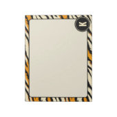 Bloc-note Monogramme à motif rayé tigre orange noir (Tourné)