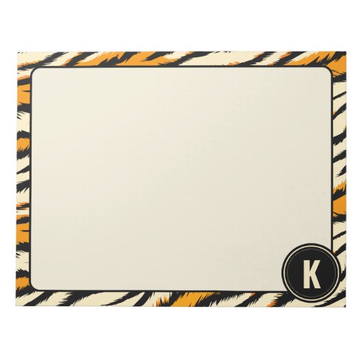 Bloc-note Monogramme à motif rayé tigre orange noir (Devant)