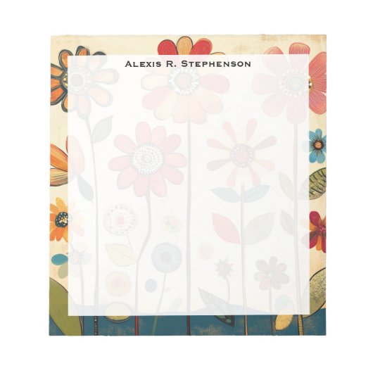 Bloc-note Monogramme A Patch de Zinnia Terracotta Chaud (Devant)