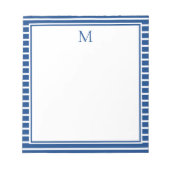 Bloc-note Monogramme à rayures bleu et blanc Preppy Navy (Devant)
